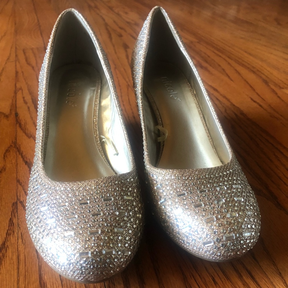bedazzled nicole slip on wedges